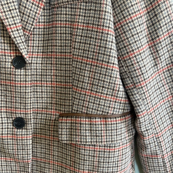 Ebossy Brown Plaid Tailored Blazer with Elbow Patches - Picture 8 of 12